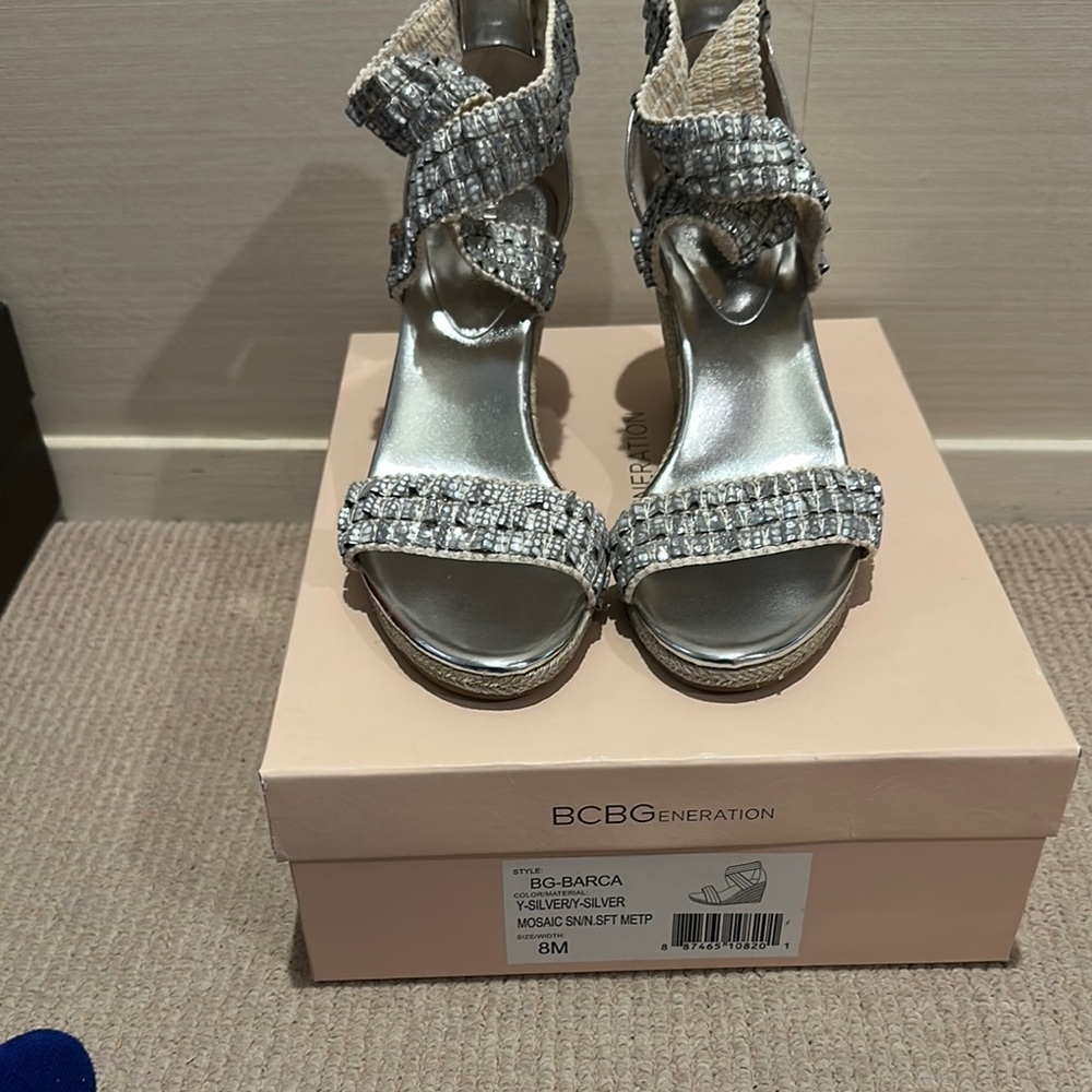BCBGeneration Women's Silver Heeled Sandals
